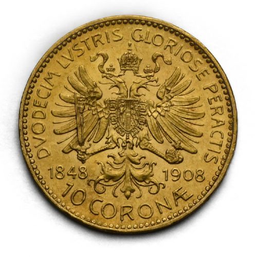 10 Koruna 1908 – 60. Výročí Vlády Františka Josefa I.