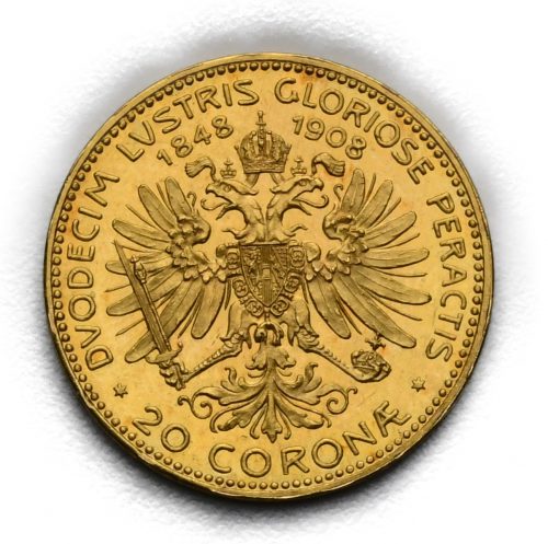 20 Koruna 1908 – 60. Výročí Vlády Františka Josefa I.